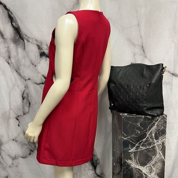 Anthropologie red mid length dress with side cut outs - Picture 4 of 9